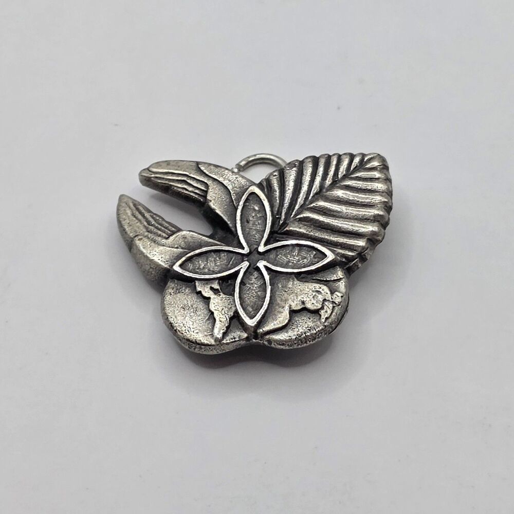 World Peace 1970s Butterfly, Dove, Helping Hands, Floral Brooch/Pendent Sterling